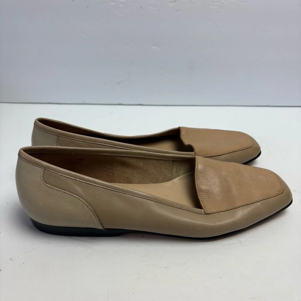 Enzo Angiolini Vintage Liberty Cream Tan Leather Flats Minimalist Design 8.5 N